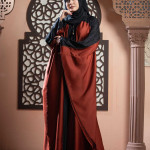 Black & Maroon Color Abaya with Embroidery & Stone Work