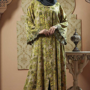 Floral Printed Borka Design with Stone Work